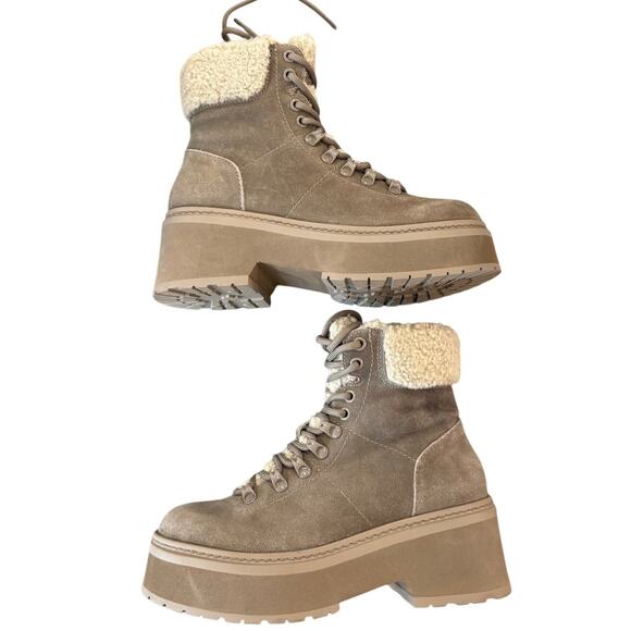 AQUA Women's Thea Lace Up Cold Weather Boots Mushroom 7.5 - Picture 5 of 10